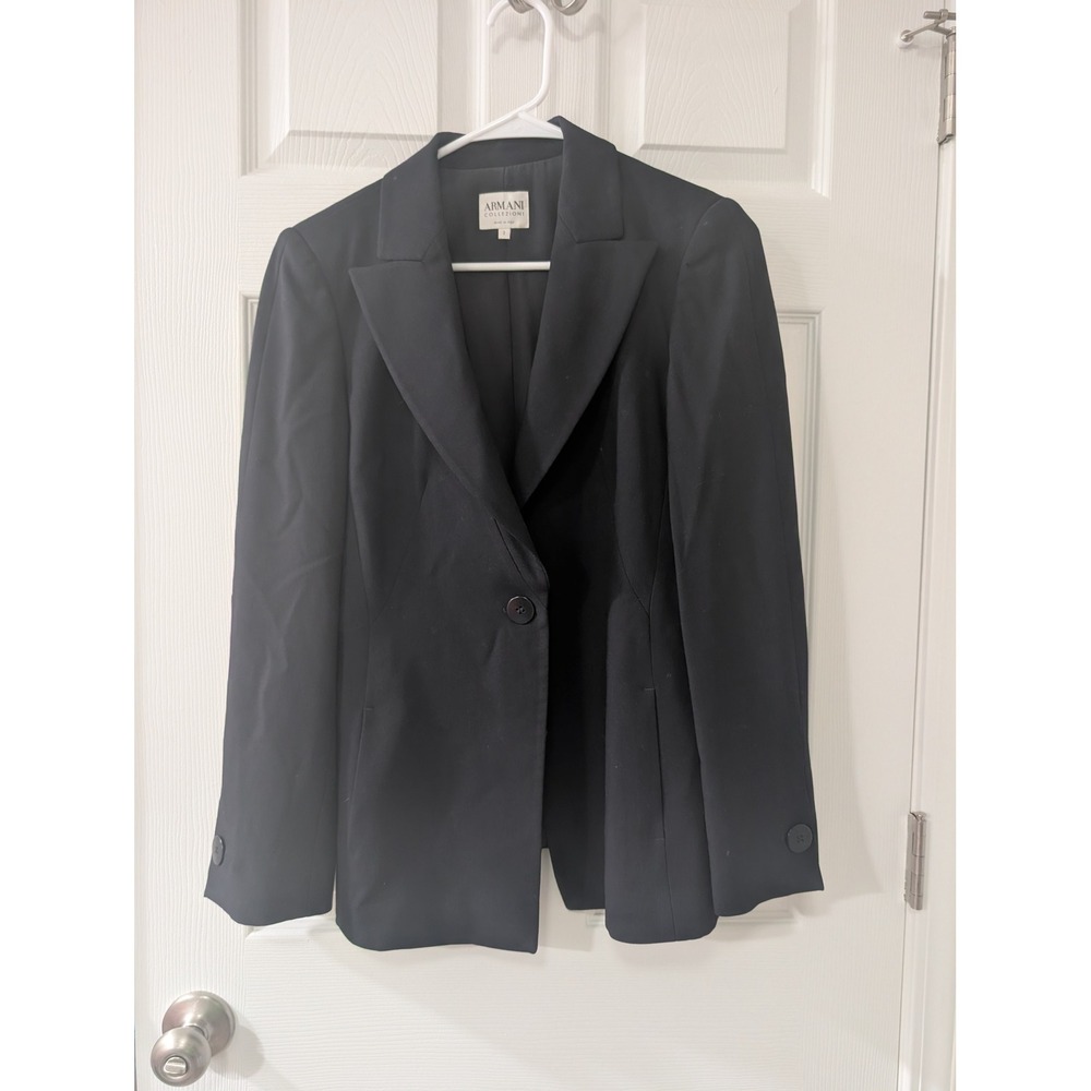 Vintage, Women's 2, Armani Collezioni Navy Blazer, Single‎ Breasted, Wool